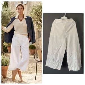 Vince Cotton Crop Pants Size 14 White Wide Leg Classic Coastal Estate Style